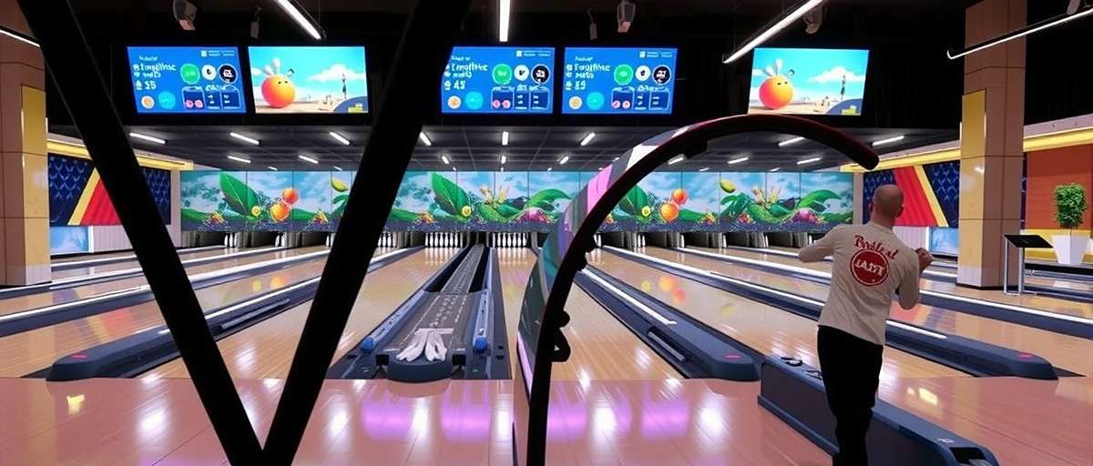 Bowling Brilliance gameplay showing a player preparing to bowl at Mumbai's Inorbit Mall alley with realistic surroundings